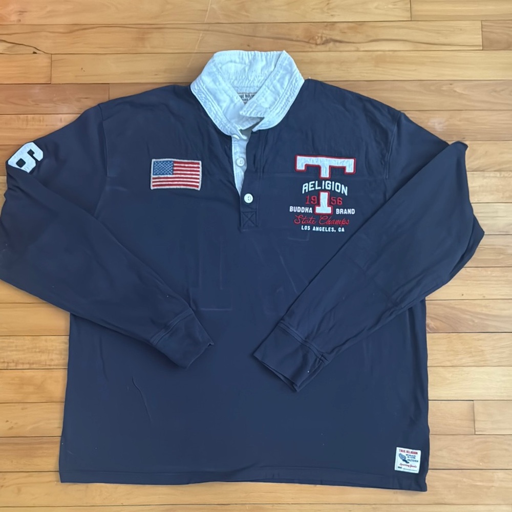 True Religion Navy Blue Long Sleeve Men's Shirt